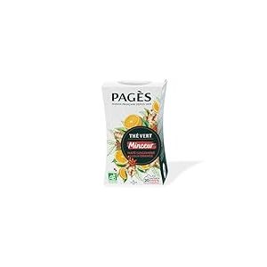 Pagès - Thé Vert BIO Minceur - Maté, Gingembre, Saveur Orange - Boîte de 20 Sachets, 100% Végétal