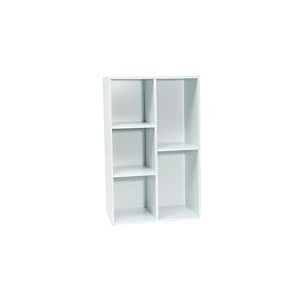 WERKA PRO Meuble Bas Blanc 5 Niches, Rangement Pratique et &Eacute;l&eacute;gant pour Salle de Bain, Chambre ou Dressing, Montage Facile, Dimensions 80x50x29 cm, Coloris Blanc