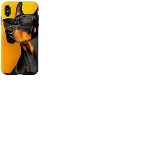 Un Dessin d'un Chien Doberman Cool avec des Lunettes de Soleil Coque pour iPhone XS Max