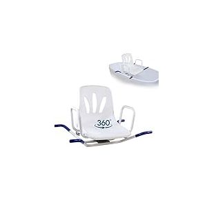 Mobiclinic, Chaise de Bain, Lago, Marquage ce, Tabouret Douche pour Personnes âgées ou handicapées, Siège pivotant, Barres sécurité latérales, Hauteur réglable, Antidérapants, Blanc