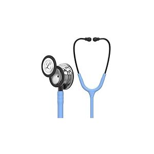 3M Littmann Stéthoscope de Surveillance Classic III, Tubulure Bleu Ciel, Édition Miroir, Base et Lyre Smoke, 69 cm, 5959