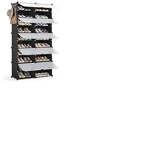 Mondeer Meuble Chaussures, Étagère à Chaussures 10 Compartiments pour 40 Paires de Chaussure, Étagère de Rangement Portable Modulable avec Crochet, pour Entrée Salon Chambre (Noir)