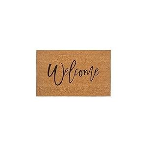 Hanse Home Paillasson en Coco pour l'intérieur - 45 x 75 cm - Paillasson en Coco - Design Welcome - Antidérapant - pour entrée et extérieur Couvert - Naturel