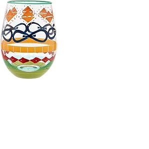 Maturi Verre &agrave; vin sans pied peint &agrave; la main, motif multicolore, 530 ml, bo&icirc;te cadeau
