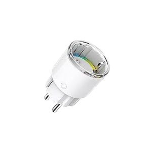 Mini Prise Connectée WiFi , Prise Intelligente Certifié TÜV avec APP Contrôle, Mesure de Consommation Électrique, Smart Plug Programmable avec Alexa et Google Home, Fonction de Temps, Bianco