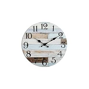 KECYET Horloge Murale silencieuse en Bois de 25,4 cm sans tic-tac, Fonctionne &agrave; Piles, Style Rustique r&eacute;tro Rustique d&eacute;coratif pour Salon, Cuisine, Maison, Salle de Bain, Chambre &agrave; Coucher