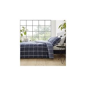 Catherine Lansfield Geometric Grid Housse de Couette + taie d'oreiller pour lit de 90 cm - 160 x 220 + 50 x 110 cm