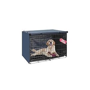 Seiyierr Housse de Cage pour Chien – Housse de Niche pour Cage de Chien de 91,4 cm, Double Porte en Polyester pour Cage métallique pour Chiot – Protection intérieure et extérieure – Bleu