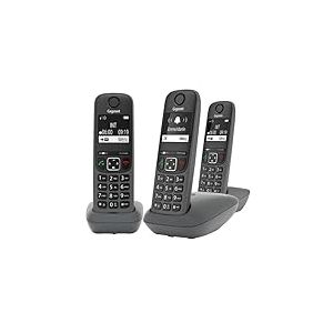 Gigaset A695 Trio - téléphone DECT sans Fil - 3 combinés avec Grand écran à Haut Contraste - Excellente qualité Audio - Fonction Mains Libres - Protection d'appels, Gris [Version française]