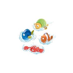INKEE Toys Wind Up - 4 Jouets de Bain pour Enfants , Jeux Bain Bebe 1x Tortue 1x Crabe 1x Poisson-Clown & 1x Blue Tang - Jouet de Bain &agrave; remonter