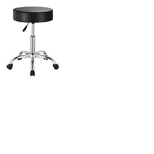 VEVOR Tabouret à roulettes, capacité de poids 204 kg, rond tabouret roulant, hauteur réglable 55-71 cm, chaise de travail pivotante en cuir PU épais, pour salon, spa, massage, tatouage, clinique, noir