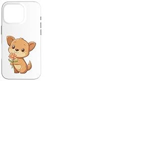 Chien avec Fleur pour Amoureux des Chiots, Femmes et Filles, Chien Mignon Coque pour iPhone 16 Pro