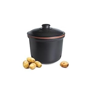 Römertopf Maxi Plus Pot fraîcheur en céramique 5,5 l – Argile respirante pour garder les légumes frais plus longtemps – Circulation de l'air idéale – Noir