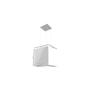 Cecotec Hotte Aspirante 44cm îlot Carré Bolero Flux Cct 448000 Glass White A++. Finition Verre Blanc, Aspiration 800M3/H, Moteur 210W, 3 Puissances, Filtre Charbon