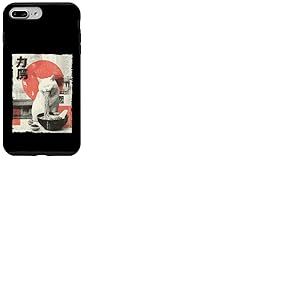 Chat Ramen Esth&eacute;tique Japonais Ukiyo-e Illustration Anime Chat Coque pour iPhone 7 Plus/8 Plus