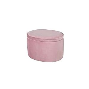 roba Pouf Coffre Ovale en Velours pour Chambre Enfant "Lil Sofa" - Tabouret Avec Coffre de Rangement - Rose