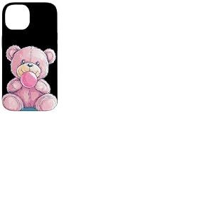 Costume d'ours en peluche rose avec chewing-gum bulles Coque pour iPhone 14