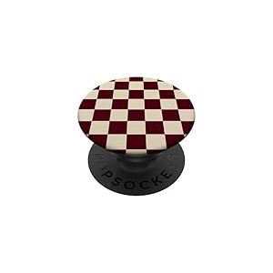 Motif Damier crème et Marron à Carreaux PopSockets PopGrip Adhésif