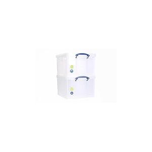 Really Useful Box Lot de 2 boîtes de rangement en plastique Transparent 42 l