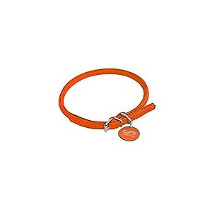 CHAPUIS SELLERIE Glamour Collier Réglable Rond en Cuir pour Chien/Chat Orange Diamètre 6 mm Longueur 17-20 cm Taille XS