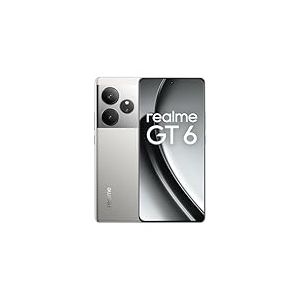 realme GT 6 5G Smartphone 12+256 GB,Chipset Snapdragon® 7+ 3e gén. de qualité supérieure, Hyper écran 6 000 nits,Appareil photo Sony LYT-808 avec OIS,Batterie puissante de 5 500 mAh,Argent Fluide