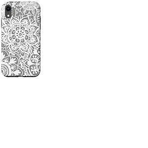 Gris Mandala Fleur Motif Floral Boh&egrave;me Chic Coque pour iPhone XR