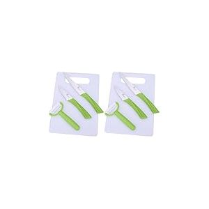Pradel Excellence - 7417 - Planche &agrave; D&eacute;couper Polypropyl&egrave;ne + 2 Couteaux et 1 Eplucheur, Manche Vert Anis (Lot de 2)