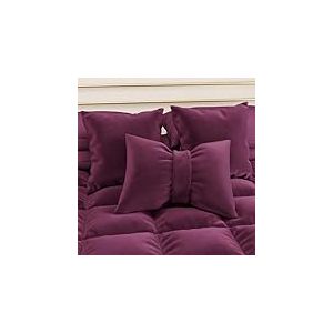 PETTI Artigiani Italiani - Coussin D&eacute;coratif en Velours en Forme de N&oelig;ud, Coussin d'Int&eacute;rieur pour Chambre &agrave; Coucher et Canap&eacute;, avec Housse Amovible, Prune 1 Pi&egrave;ce - 50 x 40 cm