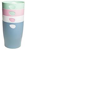 Exacompta - Réf. 453303D - Carton de 8 Corbeilles à Papier avec Poignées ECOBIN Autentik - Grande Capacité 15 Litres - Dimensions 26,3 x 26,3 x 33,5 cm - pour Bureau ou Maison - Assortis
