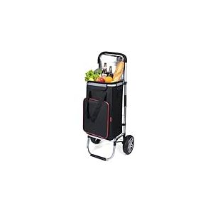 YEAUPE PRO Chariot de Courses avec Compartiment Isotherme - Charge maximale : 50 l et 25 kg - Chariot Pliable 3 en 1 - Chariot de Courses et Sac &agrave; bandouli&egrave;re - Rouge