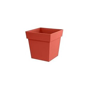 EDA - Pot de Fleur Carr&eacute; Toscane 50 cm - Volume 87 L - 49,5 x 49,5 x H.52,5 cm - Orange Terre Battue