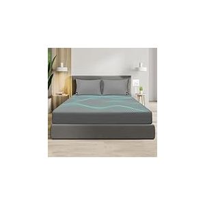 RIQINXIN Drap-Housse de Mise à la Terre en Fibre argentée pour Adultes et Personnes âgées, 99,1 x 203,2 x 25,4 cm, Gris