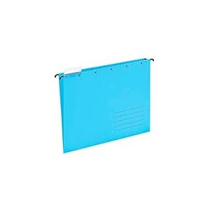 Elba Lot de 25 dossiers suspendus bleus pour format A4, dossiers suspendus, ouverts sur le c&ocirc;t&eacute;, avec onglets transparents