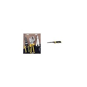 RHINO - Lot de 3 outils, Kit 3 pièces - Cisaille/Grignoteuse/Pince à sertir & STANLEY FATMAX Scie pour Usage Général - Découpe du Plâtre - 8 Dents/Pouce - Denture Triple Biseaux