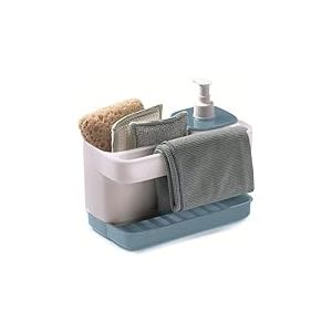 Snips, Riordinello Bleu, Porte Éponge avec Doseur, Organiseur d'évier Bleu, Boite Rangement Porte Ustensiles 21 x 12 x 18 cm, Made in Italy, 0% BPA e Phthalate Free