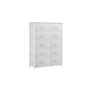 YITAHOME Commode, 10 Tiroirs en Tissu Commode Chambre Meuble de Rangement,Tour en Tissu,Cadre Acier Robuste,pour Chambre à Coucher, Salon,Gris Clair