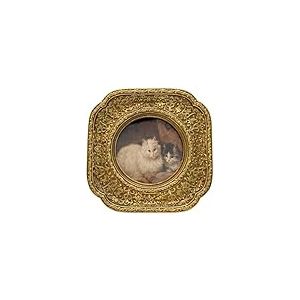 CISOO Petit cadre photo rond vintage 7,6 x 7,6 cm, cadre photo dor&eacute; antique pour dessus de table et affichage mural, motif floral d&eacute;coratif r&eacute;tro, d&eacute;coration d'int&eacute;rieur, galerie de photos d'art
