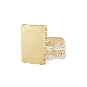 Hallmark Assortiment de boîtes Cadeaux de Noël de qualité supérieure – Lot de 5 boîtes dorées à Motifs avec couvercles pour emballer des Cadeaux de Vacances