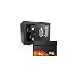 17NEF-FP Coffre-fort PATRON avec clavier de s&eacute;curit&eacute; &eacute;lectronique num&eacute;rique ignifuge Mini coffre-fort, coffre-fort mural ou d'armoire pour la maison, le bureau, les voyages, les affaires, 0,7 m&sup3;, noir