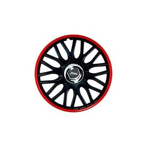 Jeu d'enjoliveurs J-Tec Orden R 16-inch noir/rouge + anneau chrom&eacute;