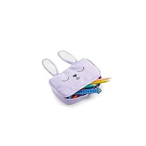 Miquelrius - Trousse Scolaire rectangulaire, Fermeture éclair en Plastique résistant, poignée métallique, Trousse de 210 x 120 x 45 mm, Trousse avec Oreilles de Lapin, Lilas, 210 x 120 x 45 mm,