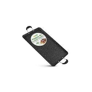 NutriChef Plaque de Cuisson Double Br&ucirc;leur Antiadh&eacute;sive &ndash; Compatible Lave-Vaisselle, Poign&eacute;es en Bak&eacute;lite R&eacute;sistantes &agrave; la Chaleur, R&eacute;partition Uniforme de la Chaleur, Sans PFOA