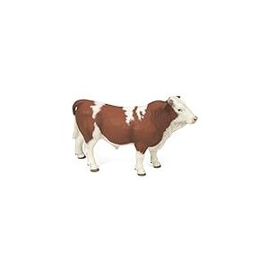 Papo - Figurine animal - Taureau Simmental, Fierté de la Vie à la Ferme, Jouet enfant dès 3 Ans - Sensibilisation à l'Agriculture et au Monde Rural