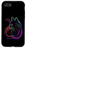 Chat noir réaliste aquarelle chat mignon peinture chat coloré Coque pour iPhone SE (2020) / 7 / 8