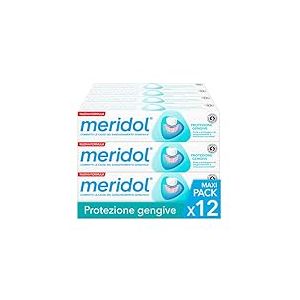 meridol Lot de 12 paquets de dentifrice de 75 ml - Lutte contre les saignements et les inflammations des gencives - Prot&egrave;ge contre les rechutes - Formule &agrave; double action - Effet antibact&eacute;rien