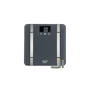 Salter SA00432GFEU6 salle de bains Smart balance – balance numérique Bluetooth, 200kg, 17 métriques corporelles, 8 mémoire utilisateur, se connecter au téléphone avec Salter Health App, gris