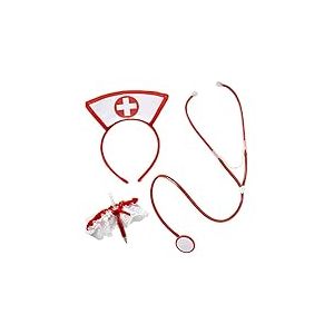W WIDMANN MILANO Party Fashion - 9864Y - Ensemble Costume Infirmi&egrave;re, T&ecirc;te de lit, Jarreti&egrave;re avec dentelle, St&eacute;thoscope, F&ecirc;te &agrave; th&egrave;me, Carnaval (Lot de 2)