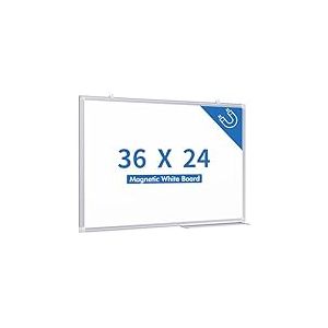 Tableau blanc magnétique à suspendre, 91,4 x 61 cm, tableau blanc magnétique effaçable à sec, cadre en aluminium argenté, tableau blanc pour bureau, maison et école