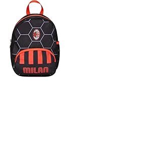 A.C. Milan Sac &agrave; dos maternelle petit, football, noir rouge &ndash; poches lat&eacute;rales porte-bouteille, poche avant, sac &agrave; dos maternelle enfant &ndash; sac &agrave; dos scolaire enfant, multicolore, Taglia unica, Sac &agrave;