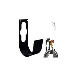 Support mural robuste pour tuyau d'arrosage extensible de 45,7 m, 30,5 m, 22,9 m, 15,2 m (taille L, noir)